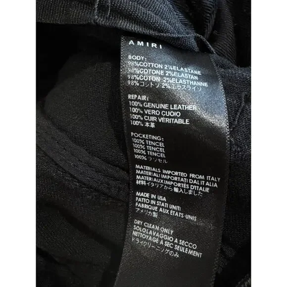 AMIRI Mens Black Denim Distressed Y2K Patchwork Skinny Jeans Sz 32